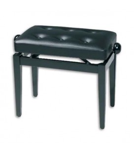 Banco Artcarmo Rectangular Regulável Preto Polido Pele Sintética