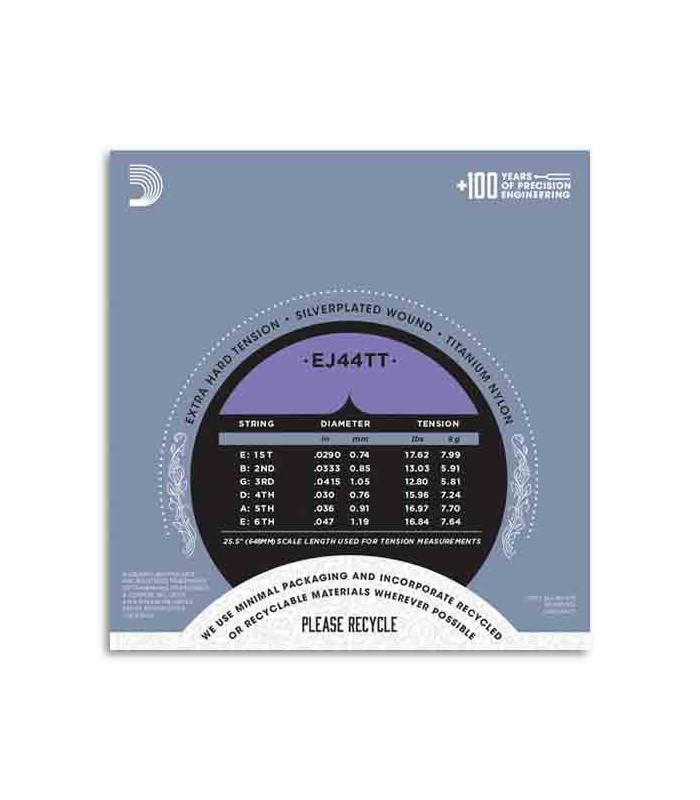 String Set Daddario EJ44TT for Classical Guitar Titanium