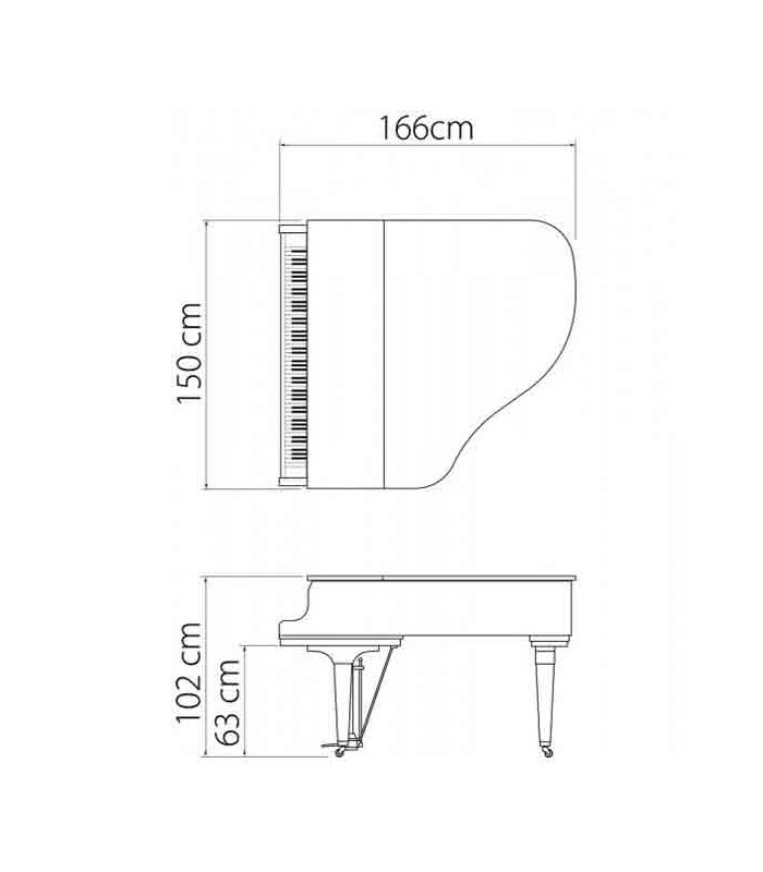 Piano de Cola Kawai GL 30 166cm Negro Pulido 3 Pedales