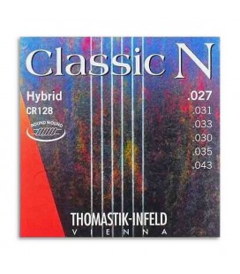 Foto da embalagem das cordas Thomastik Classic N Hybrid CR128