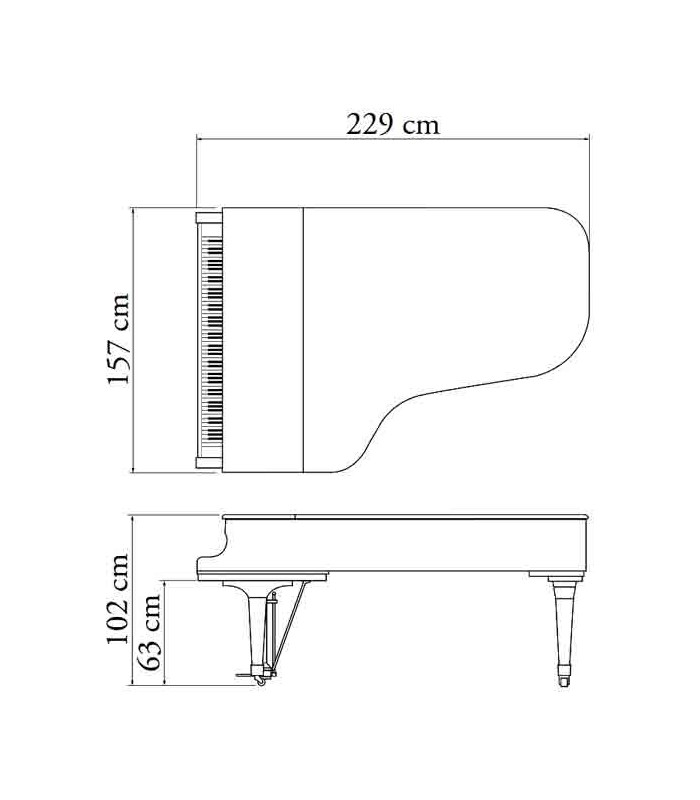 Kawai Grand Piano GX 7 229cm Polished Black 3 Pedals