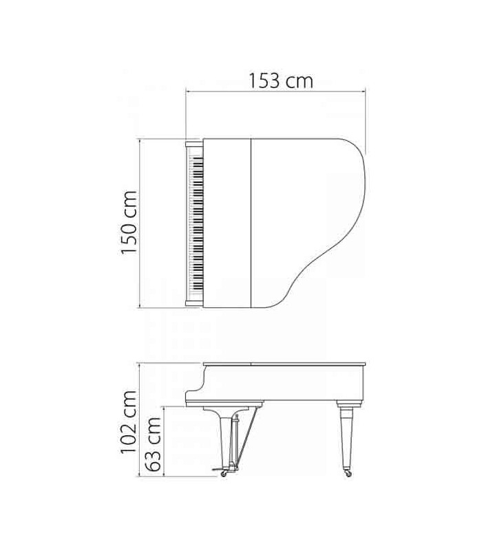 Piano de Cola Kawai GL 10 152cm Negro Pulido 3 Pedales