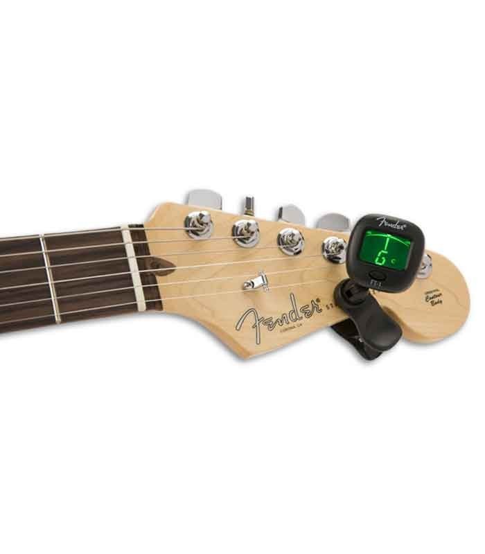 Front photo of Fender Chromatic Tuner FT-1 in an electric guitar head 