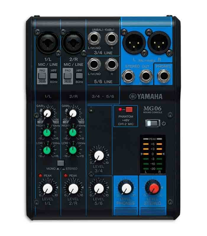Top photo of mixer Yamaha MG06 