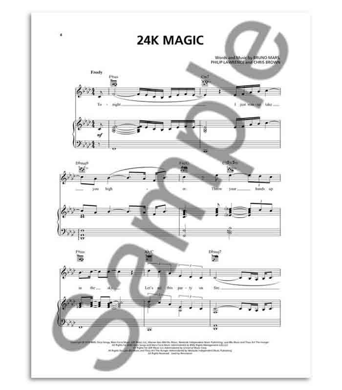 Livro Music Sales HL00218254 Bruno Mars 24K Magic