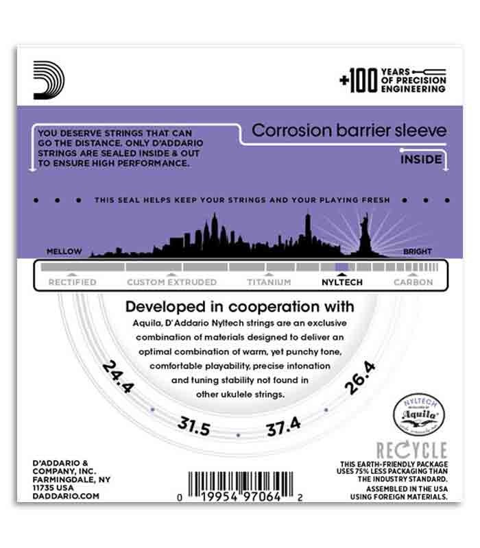 Juego de Cuerdas Daddário EJ88C para Ukelele Concierto