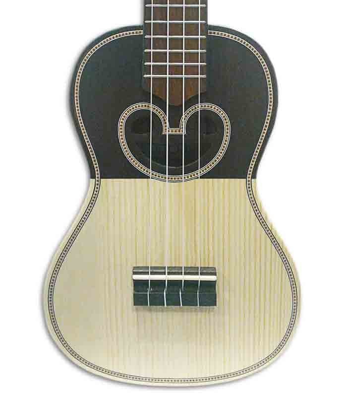 Back of ukulele APC CS103 Concert Ray Soundhole