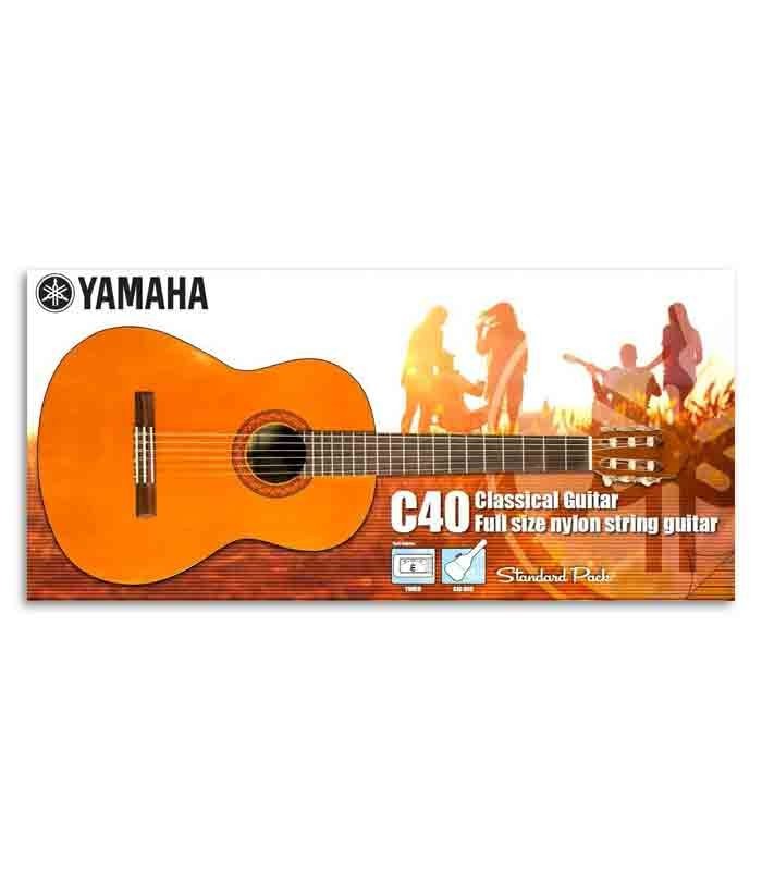 Pack de Guitarra Clássica Yamaha C-40 com Afinador e Saco