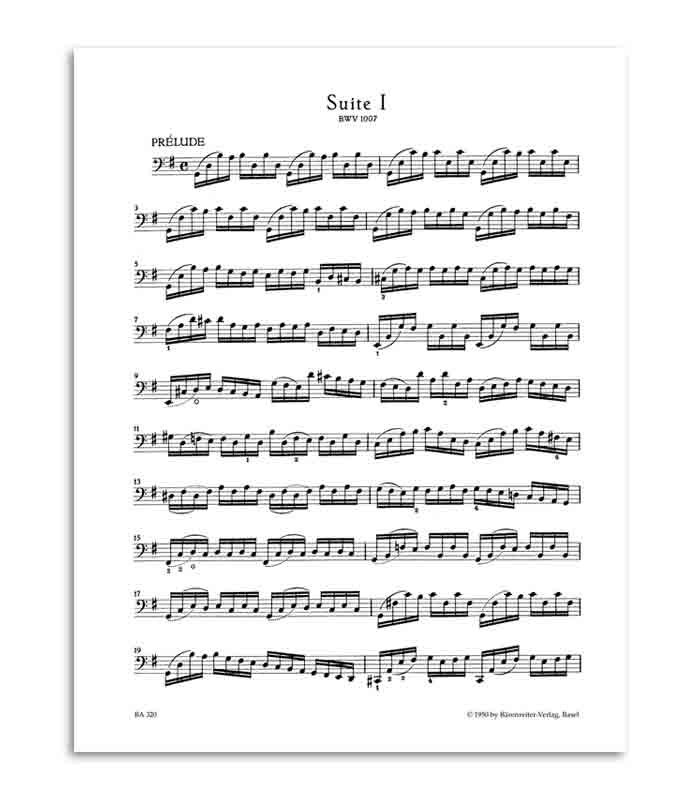 Sample page of book 6 Suites for Cello Solo 