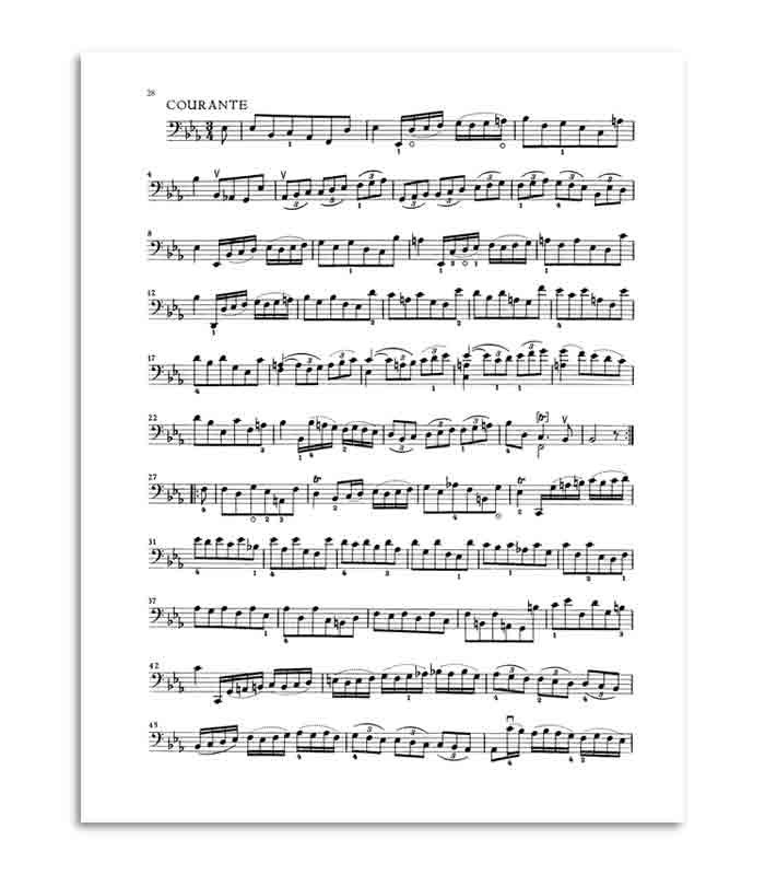 Otra muestra de página del libro Bach 6 Suítes para Violonchelo 