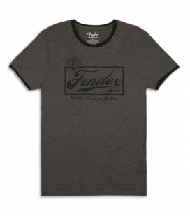 T Shirt Fender Cinza Beer Label Ringer Size XL