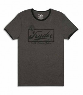 T Shirt Fender Cinza Beer Label Ringer Size L