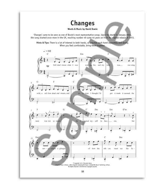 Music Sales Book David Bowie Easy Piano AM1011791
