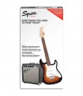 Pack de Guitarra El辿trica Fender Squier Stratocaster Amplificador 10G Acess坦rios Brown Sunburst