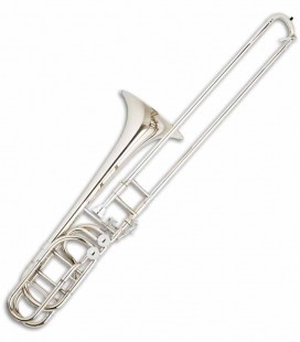 Trombone de Varas Baixo John Packer JP232S Si Bemol/Fá/Mi Bemol/Sol + Si Bemol/Fá/Ré/Sol Bemol Prateado com Estojo