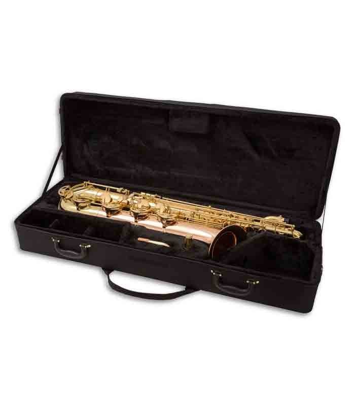 Photo of the John Packer Baritone Saxophone JP044 inside the case