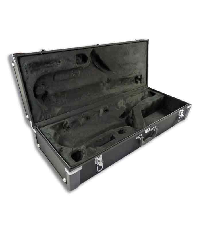 Foto del estuche abierto del Saxófono Tenor John Packer JP042BS