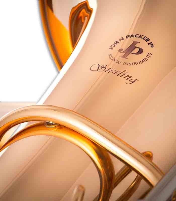 Photo detail of the logo in the John Packer Tuba JP379CC Sterling