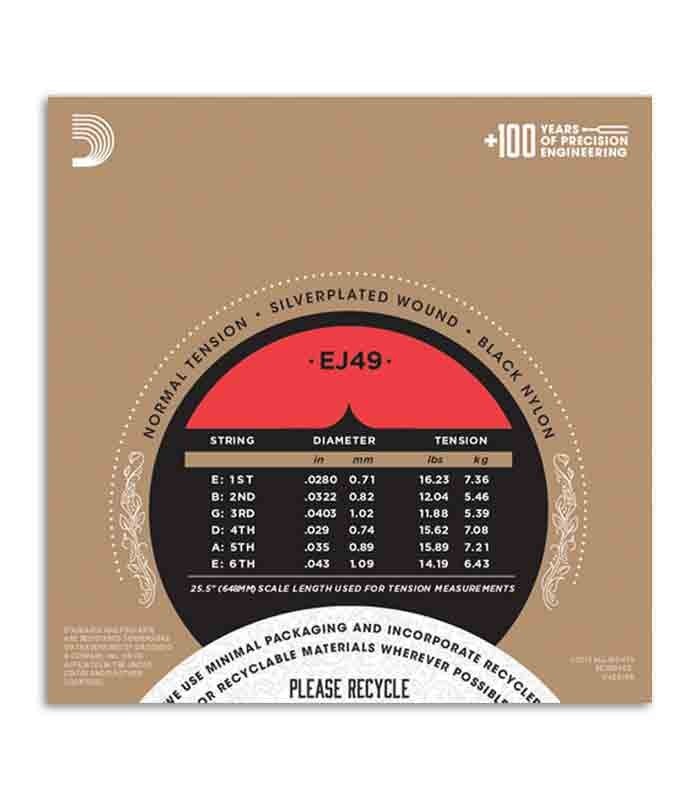 Juego de Cuerdas Daddário EJ49 para Guitarra Clásica