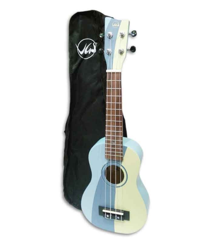 Foto del ukulele soprano VGS W-SO-BL con la funda