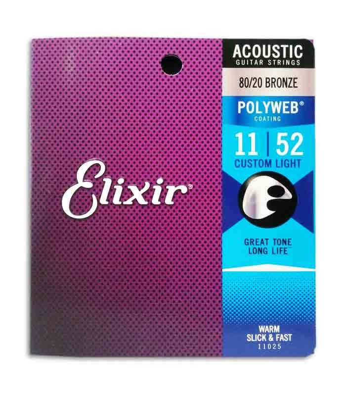 Jogo de Cordas Elixir 11025 Guitarra Acústica Bronze Polyweb Extra Light