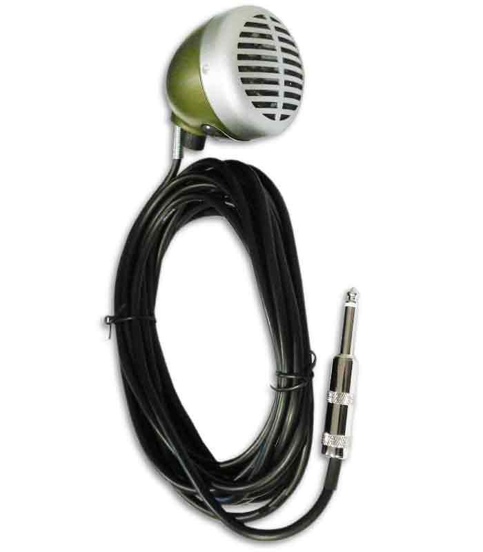 Foto del micrófono Shure SH 520DX para armónica con el cable