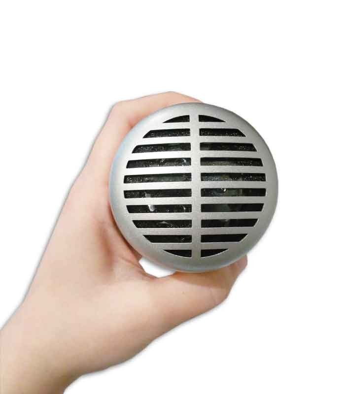Foto frontal microfone Shure SH 520DX para harmónica na mão