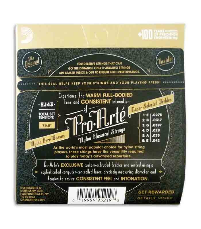 Classical Guitar String Set Daddario EJ43 Nylon Light Tension