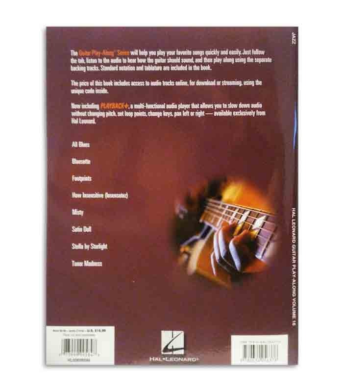 Back cover of book Play Along Guitar Jazz Volume 16 