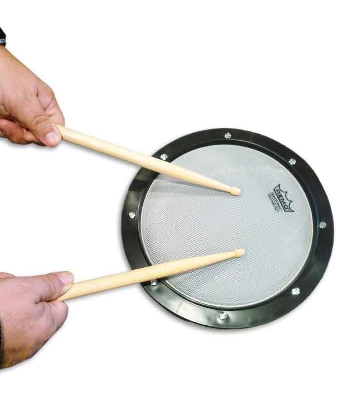 Pad Remo 8 Silent Stroke with playing drumsticks