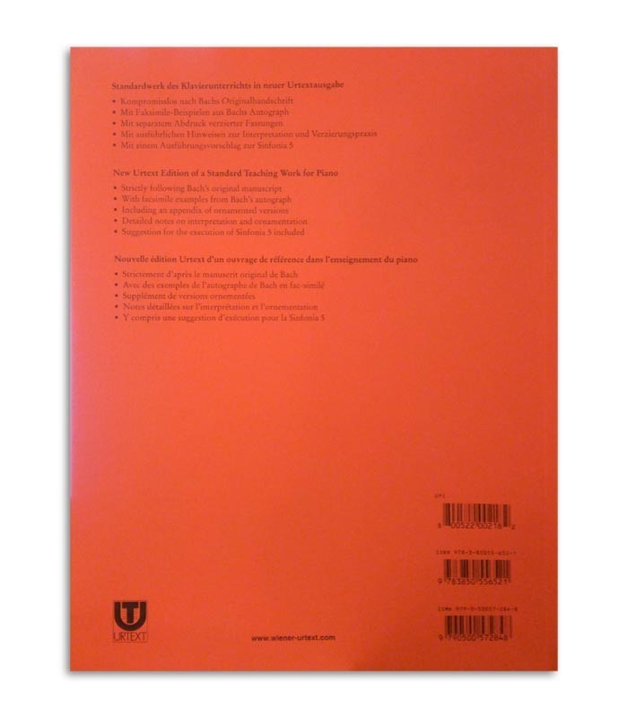 Livro Bach Invenções e Sinfonias 2 e 3 Parte Invenções UT50253