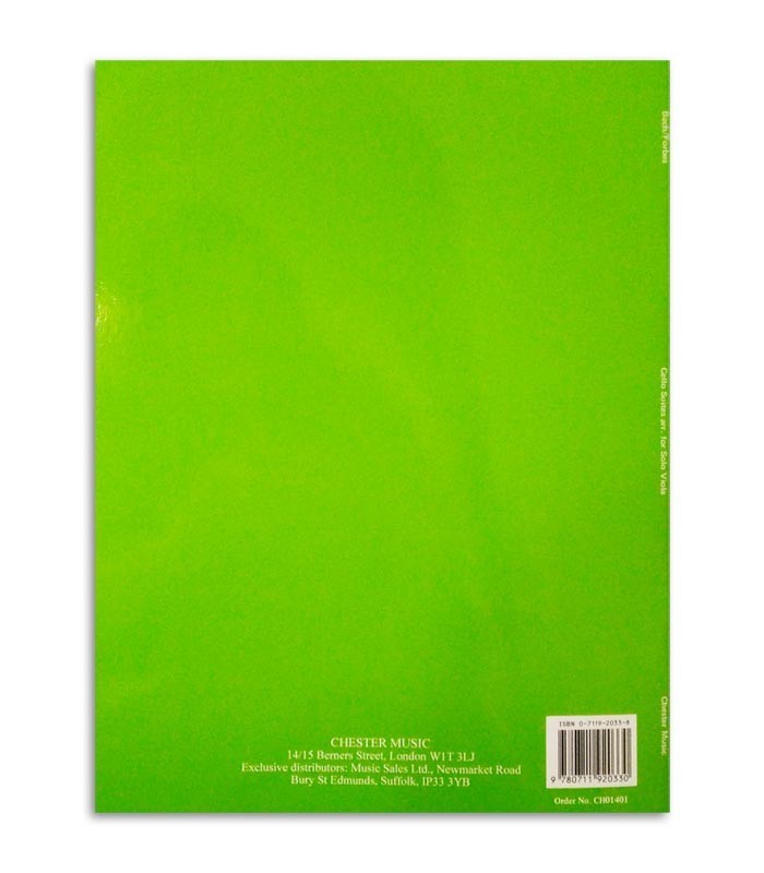 Contraportada del Libro Bach Suites Originales de Cello para Viola de Arco 