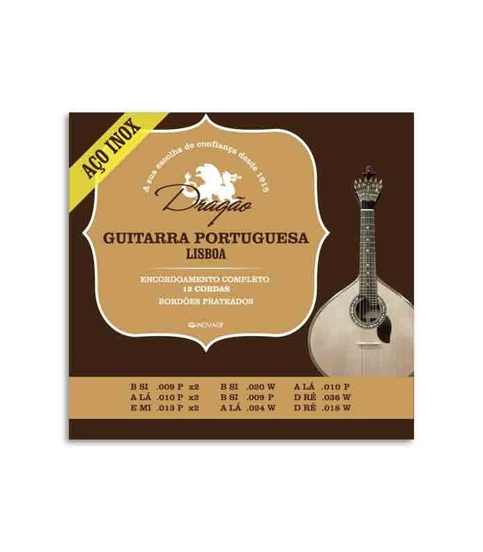 Foto de la embalage de cuerdas Dragão 073 para guitarra portuguesa de Lisboa