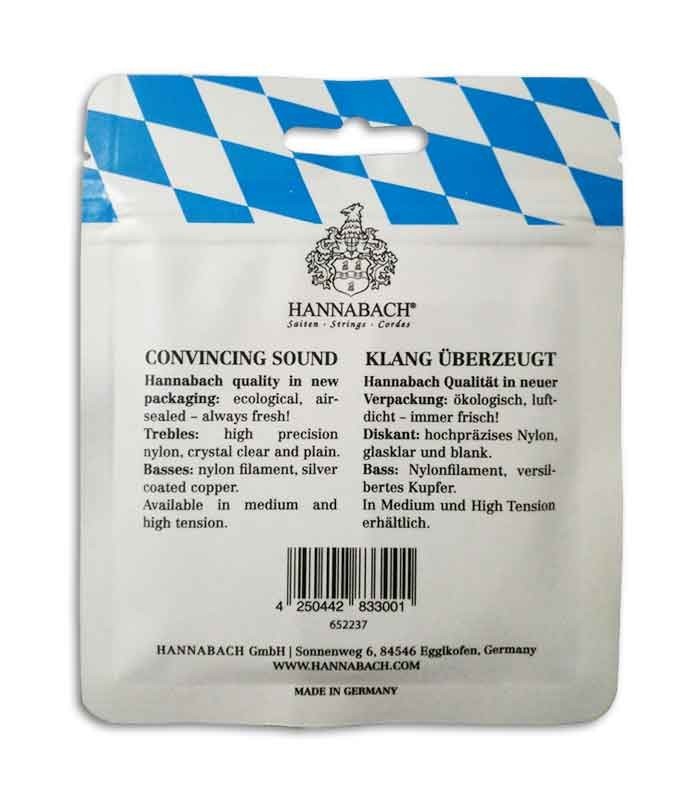 Juego de Cuerdas Hannabach 500MT para Guitarra Clásica Media Tensión
