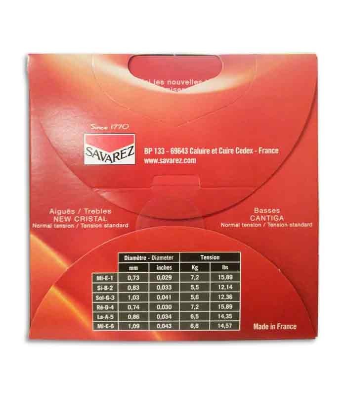 Savarez Classical Guitar String Set 500 CR New Crystal Cantiga Normal Tension
