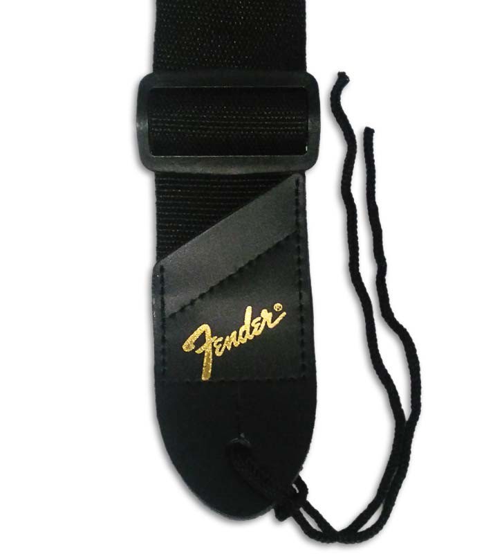 Extremity of Fender straps with golden logo 
