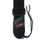 Extremity of Fender strap with red logo