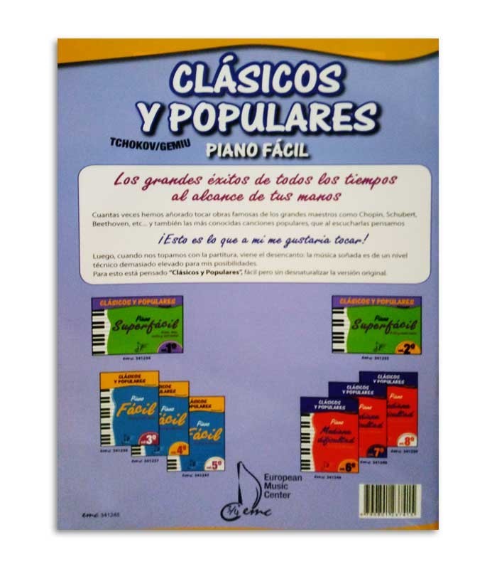 Livro Clássicos e Populares para Piano Dificuldade Média Vol 6 EMC341248