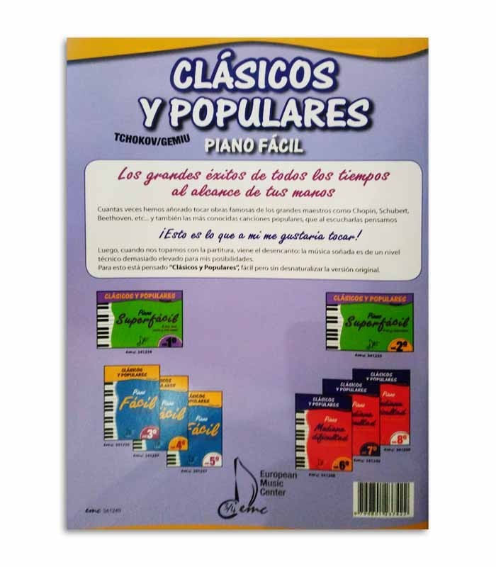 Livro Clássicos e Populares para Piano Dificuldade Média Vol 7 EMC341249