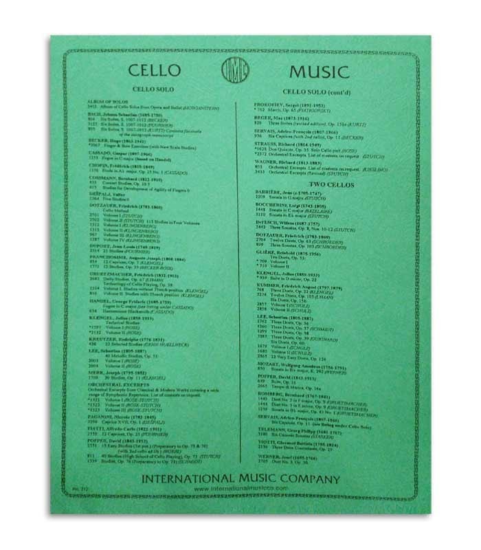 Back cover of book Popper Studies for Cello OP 73 811