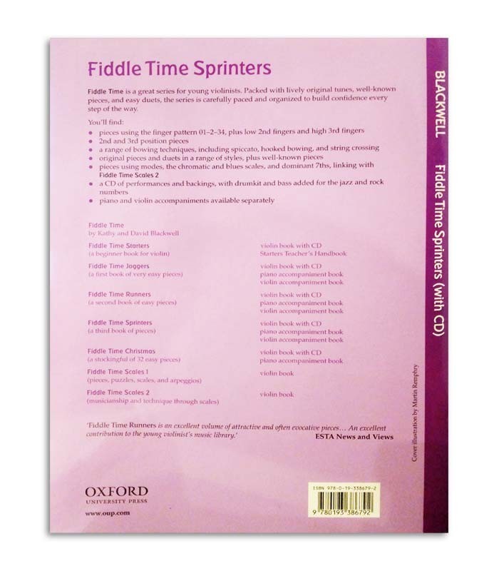 Back cover of book Blackwell Fiddle Time Sprinters 3 CD