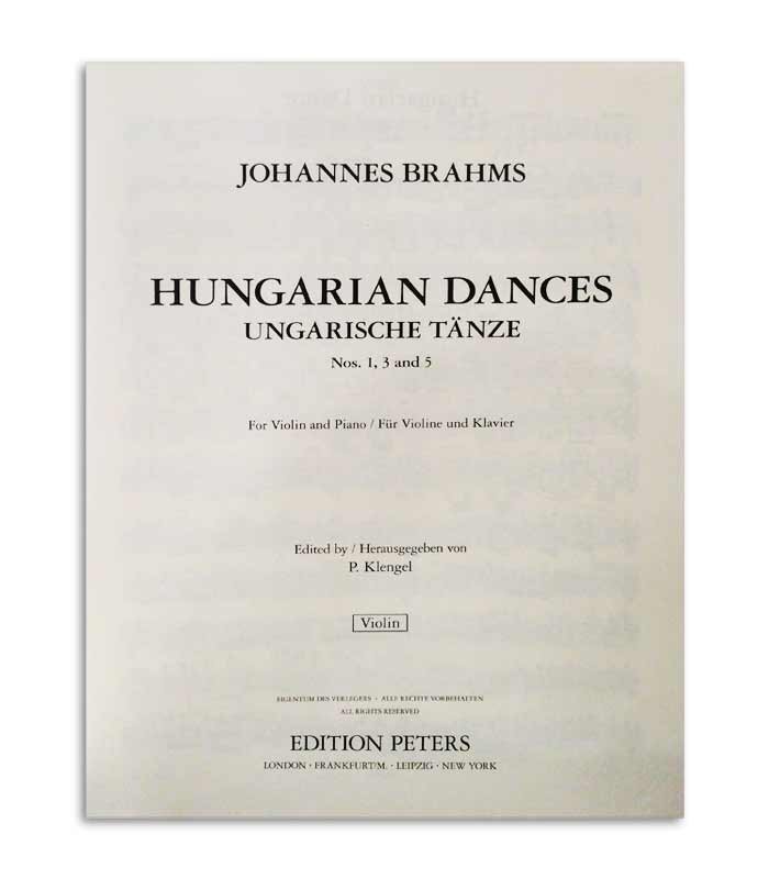 Book Peters Brahms 3 Hungarian Dances EP7401