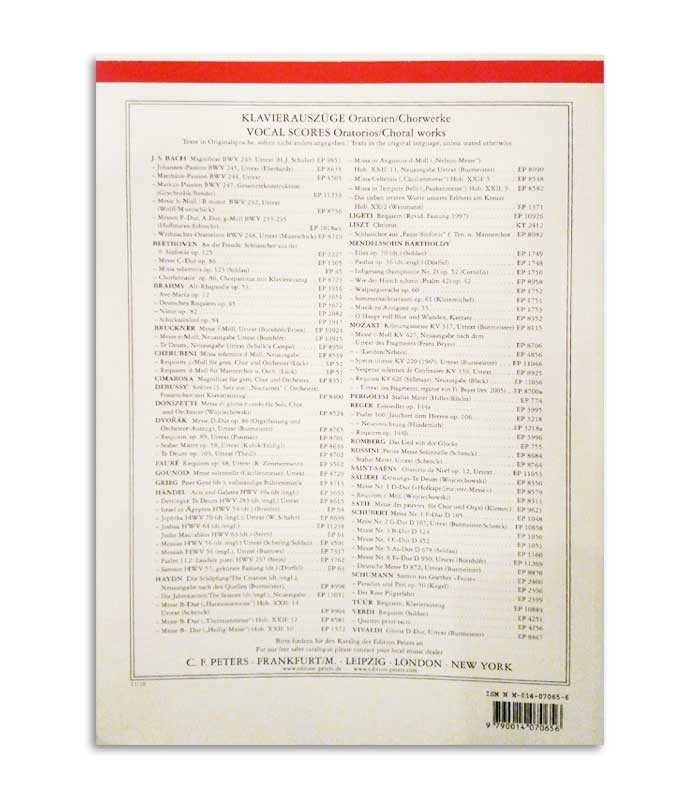 Libro Peters Bach Oratória de Navidad EP8719