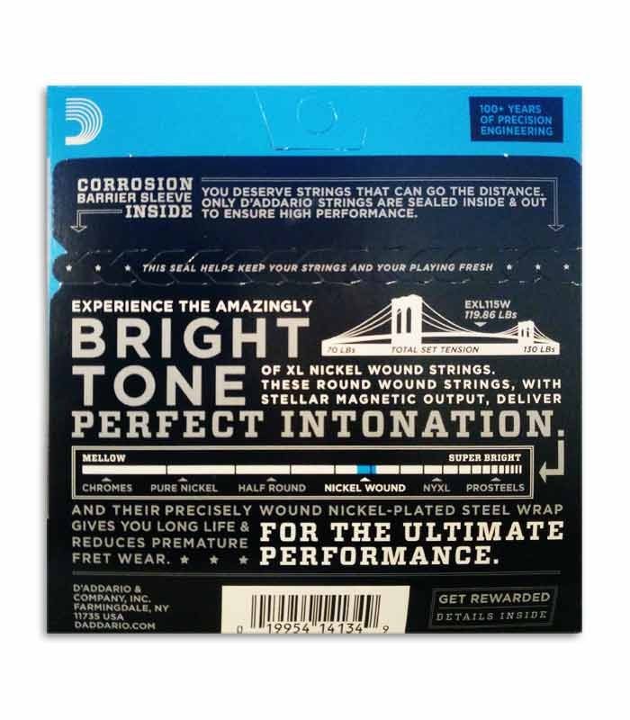 Jogo de Cordas Daddário EXL115W 011 049 para Guitarra Elétrica