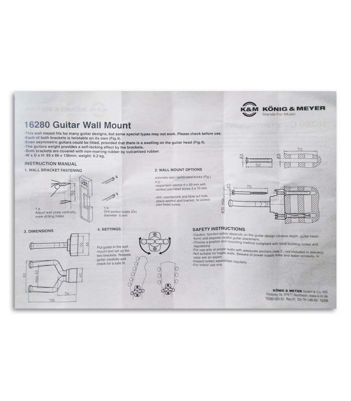 Assembly instructions wall stand Konig and Meyer 16280