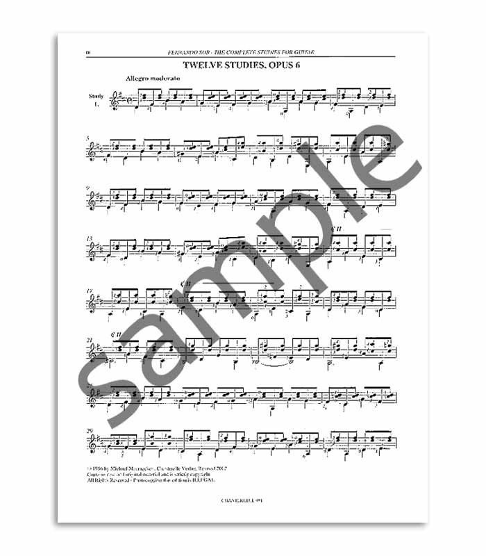 Libro Fernando Sor Estudios Completos para Guitarra ECH0491