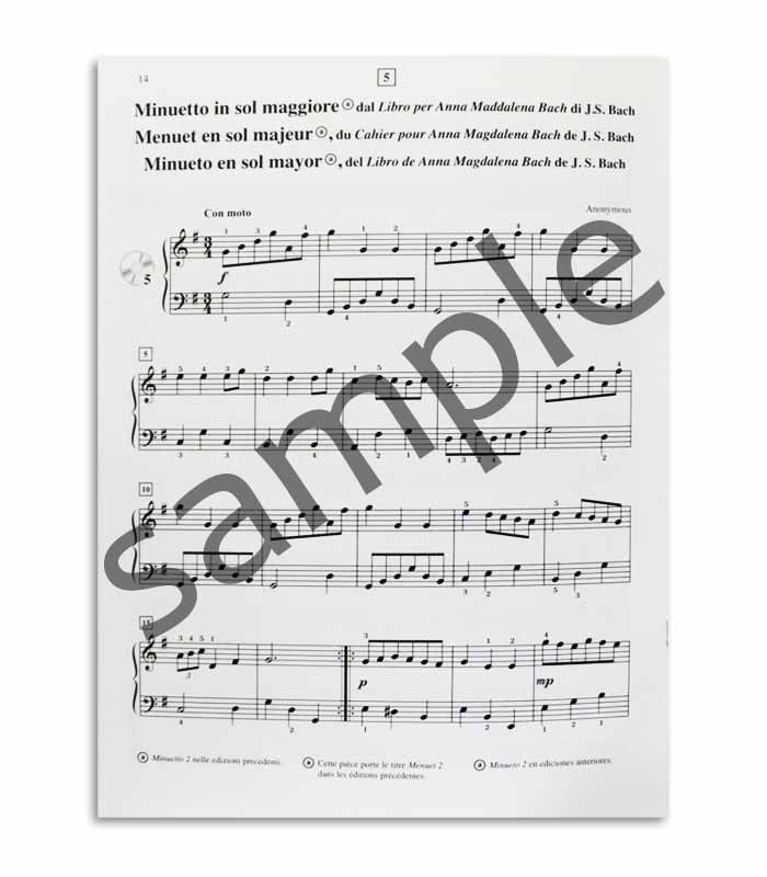 Amostra de página do livro Suzuki Piano School Vol 2 FR IT ES MB9319
