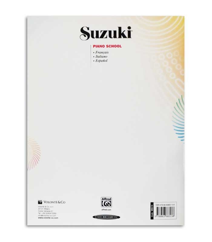 Contracapa do livro Suzuki Piano School Vol 2 FR IT ES MB9319