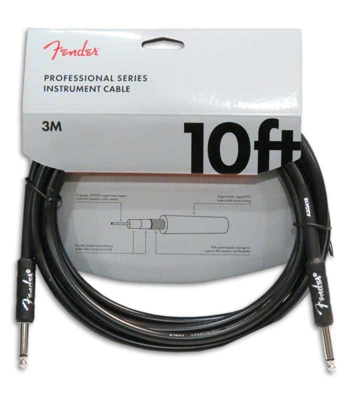 Package of cable Fender Professional Series black 3m